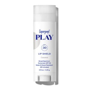 supergoop! play lip shield spf 30 with coconut – pack of 2 – moisturizing lip treatment for dry cracked lips – clean ingredients & broad spectrum uv protection