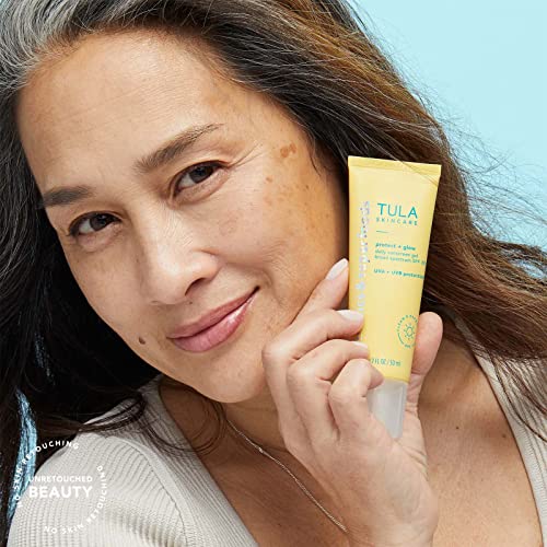 TULA Skin Care Protect + Glow Daily Sunscreen Gel Broad Spectrum SPF 30 | Skincare-First, Non-Greasy, Non-Comedogenic & Reef-Safe with Pollution & Blue Light Protection | 1.7 fl. oz.