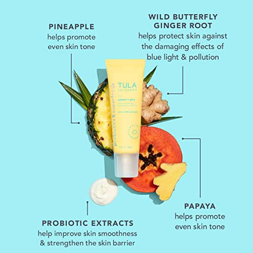 TULA Skin Care Protect + Glow Daily Sunscreen Gel Broad Spectrum SPF 30 | Skincare-First, Non-Greasy, Non-Comedogenic & Reef-Safe with Pollution & Blue Light Protection | 1.7 fl. oz.