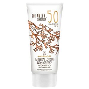 australian gold botanical sunscreen mineral lotion spf 50, 5 ounce | broad spectrum | water resistant