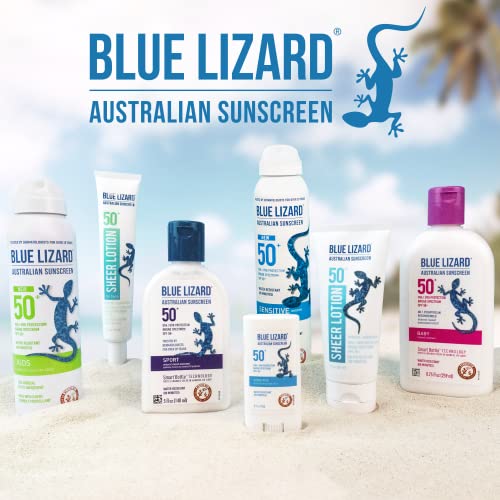 BLUE LIZARD Mineral Sunscreen Stick with Zinc Oxide SPF 50+ Water Resistant UVA/UVB Protection Easy to Apply Fragrance Free, Kids, Unscented, 5 Oz