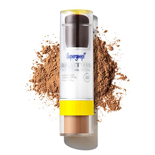 Supergoop! (Re)setting 100% Mineral Powder, Deep - 0.15 oz - Makeup Setting Powder + Broad Spectrum SPF 35 PA+++ Sunscreen - With Ceramides, Olive Glycerides & Coated Silica Spheres