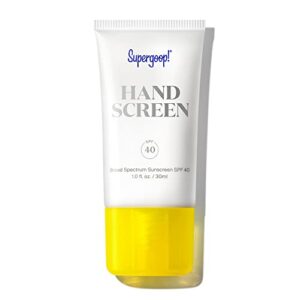 supergoop! handscreen spf 40 – 1 fl oz, pack of 2 – preventative hand cream for dry cracked hands – fast-absorbing, non-greasy formula – with sea buckthorn, antioxidants & natural oils