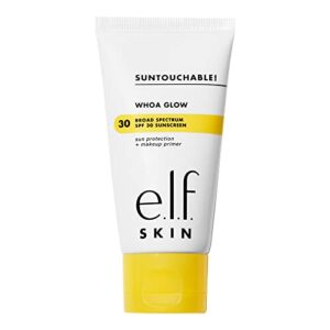 e.l.f. skin suntouchable! whoa glow spf 30, lightweight sunscreen & makeup primer for a glowy finish, infused w/ hyaluronic acid, vegan & cruelty-free