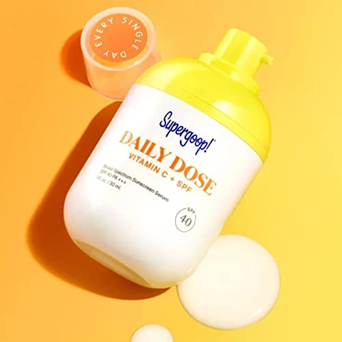 Supergoop! Daily Dose Vitamin C + SPF 40 PA+++, 1 fl oz - Broad Spectrum Sunscreen Serum - Helps Visibly Brighten Skin & the Appearance of Dark Spots - For All Skin Types