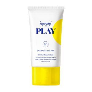 supergoop! play everyday spf 30 lotion, 2.4 oz – reef-friendly, broad spectrum sunscreen for sensitive skin – water & sweat resistant body & face sunscreen – clean ingredients – great for active days