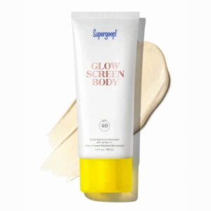 supergoop! glowscreen body spf 40 pa+++, 3.4 fl oz – body lotion + broad spectrum sunscreen with subtle shimmer – adds instant glow & hydration – contains white stargrass & coconut alkanes