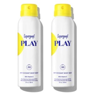 supergoop! play spf 50 antioxidant body mist w/ vitamin c, 3 fl oz – 2 pack – reef-friendly, broad spectrum sunscreen spray for sensitive skin – great for active days