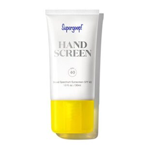 Supergoop! Handscreen SPF 40, 1 fl oz - Preventative, SPF Hand Cream For Dry Cracked Hands - Fast-Absorbing, Clean ingredients, Non-Greasy Formula - With Sea Buckthorn, Antioxidants & Natural Oils