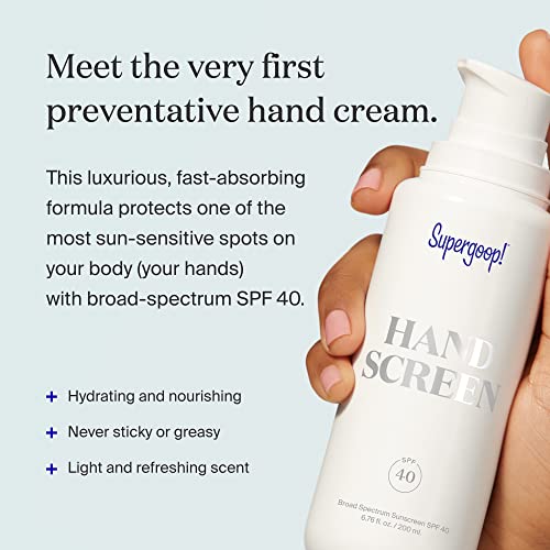 Supergoop! Handscreen SPF 40, 1 fl oz - Preventative, SPF Hand Cream For Dry Cracked Hands - Fast-Absorbing, Clean ingredients, Non-Greasy Formula - With Sea Buckthorn, Antioxidants & Natural Oils