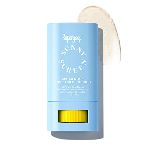 Supergoop! Sunnyscreen 100% Mineral Stick SPF 50, 0.7 oz - Face & Body Sunscreen for Babies & Kids - 100% Non-Nano Mineral Formula - Pediatrician Tested, Hypoallergenic, Fragrance & Silicone Free