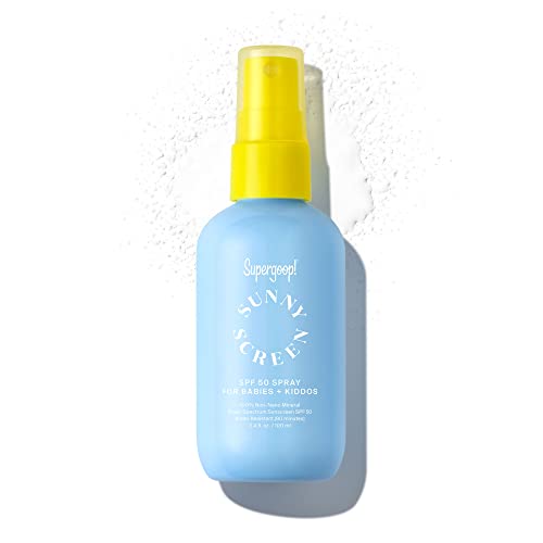 Supergoop! Sunnyscreen 100% Mineral Spray SPF 50, 3.4 fl oz - Face & Body Sunscreen for Babies & Kids - 100% Non-Nano Mineral Formula - Pediatrician Tested, Hypoallergenic, Fragrance & Silicone Free