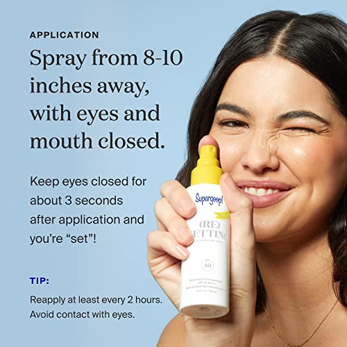 Supergoop! (Re)setting Refreshing Mist, 1 fl oz - SPF 40 PA+++ Facial Mist - Sets Makeup, Refreshes UV Protection & Helps Filter Pollution - Light, Natural Scent