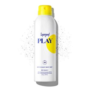 supergoop! play spf 30 antioxidant body mist w/ vitamin c, 6 fl oz – reef-friendly, broad spectrum sunscreen spray for sensitive skin – clean ingredients – great for active days