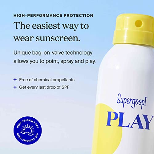 Supergoop! PLAY SPF 30 Antioxidant Body Mist w/ Vitamin C, 6 fl oz - Reef-Friendly, Broad Spectrum Sunscreen Spray for Sensitive Skin - Clean Ingredients - Great for Active Days