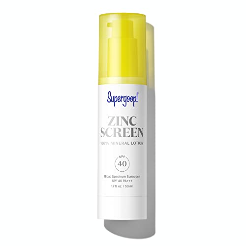 Supergoop! Zincscreen - 1.7 fl oz - SPF 40 PA+++ 100% Mineral Face Lotion & Broad Spectrum Sunscreen - Non-nano Zinc Oxide for Daily UV Protection - Lightweight, Blendable Formula with Pink Hue