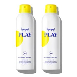 supergoop! play spf 50 antioxidant body mist w/ vitamin c, 6 fl oz – 2 pack – reef-friendly, broad spectrum sunscreen spray – clean ingredients for sensitive skin – great for active days