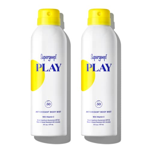 Supergoop! PLAY SPF 50 Antioxidant Body Mist w/ Vitamin C, 6 fl oz - 2 Pack - Reef-Friendly, Broad Spectrum Sunscreen Spray - Clean Ingredients for Sensitive Skin - Great for Active Days