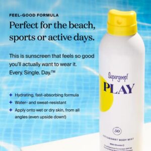 Supergoop! PLAY SPF 50 Antioxidant Body Mist w/ Vitamin C, 6 fl oz - 2 Pack - Reef-Friendly, Broad Spectrum Sunscreen Spray - Clean Ingredients for Sensitive Skin - Great for Active Days