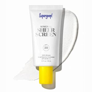 Supergoop! Mineral Sheerscreen SPF 30 PA+++, 1.5 fl oz - 100% Mineral, Broad Spectrum Face Sunscreen + Primer + Helps Filter Blue Light - Satin Finish - For All Skin Types
