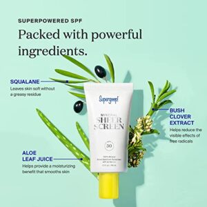 Supergoop! Mineral Sheerscreen SPF 30 PA+++, 1.5 fl oz - 100% Mineral, Broad Spectrum Face Sunscreen + Primer + Helps Filter Blue Light - Satin Finish - For All Skin Types