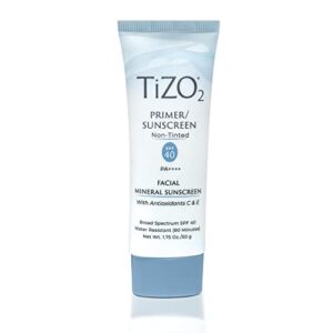 tizo2 facial mineral sunscreen and primer, non-tinted broad spectrum spf 40 with antioxidants, sheer matte finish, fragrance-free, oil-free, dermatologist-recommended, pa++++ 1.75 oz