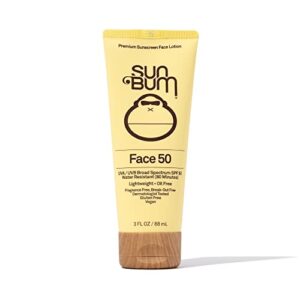sun bum original spf 50 sunscreen face lotion | vegan and reef friendly (octinoxate & oxybenzone free) broad spectrum fragrance-free moisturizing uva/uvb sunscreen with vitamin e , yellow , 3 oz