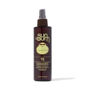 sun bum spf 15 moisturizing tanning oil – broad spectrum uva/uvb protection – coconut oil, aloe vera, paraben free, gluten free, vegan – 8.5 oz bottle, 1 count