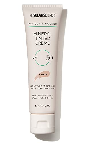 MDSolarSciences Mineral Tinted Crème SPF 30 Sunscreen for Face – Water-Resistant, Broad Spectrum UV Protection – Blendable Micronized Zinc Oxide Cream – Smooth, Natural Matte Finish, 1.7 Fl Oz