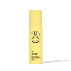sun bum skin care spf 30 daily sunscreen face mist | vegan and reef friendly (octinoxate & oxybenzone free) broad spectrum uva/uvb facial sunscreen spray with vitamin e | 2.5 fl oz