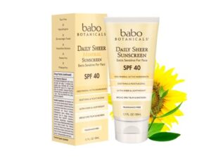 babo botanicals daily sheer mineral face sunscreen lotion spf 40, fragrance free, 1.7 fl oz