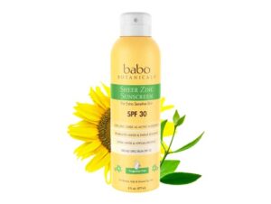 babo botanicals sheer zinc continuous spray sunscreen spf 30 with 100% mineral active, water-resistant, fragrance-free, vegan, for babies, kids or sensitive skin – 6 oz. – 1-pack