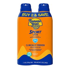 banana boat sport ultra, reef friendly, broad spectrum sunscreen spray, spf 30, 6oz. – twin pack