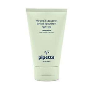 pipette mineral sunscreen – spf 50 broad spectrum baby sunblock with non-nano zinc, uvb/uva non-toxic sun protection for kids & sensitive skin, 4 fl oz