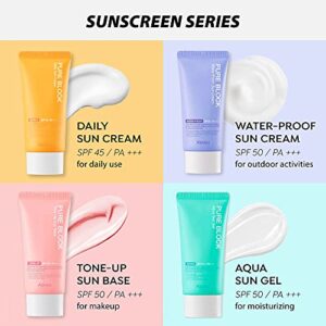 A'PIEU Pure Block Aqua Sunscreen Gel SPF50+/PA+++ 50ml | Gel-Like, Transparent Reef Safe Korean Sunscreen for Moisturizing