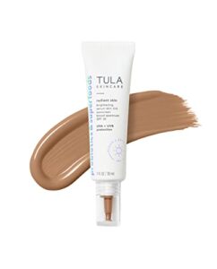tula skin care radiant skin brightening serum skin tint spf | facial sunscreen provides broad spectrum spf 30 protection, tinted, serum-light formula brightens and evens skin | shade 13, 1.0 fl. oz.