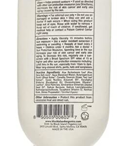 Block Island Organics - Natural Mineral Sunscreen SPF 30 - Broad Spectrum UVA UVB Protection - Non-Nano Zinc - Lightweight Non-Greasy Sunblock - EWG Recommended - Non-Toxic - Made in USA 3.4 FL OZ