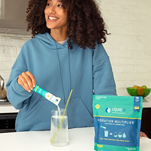 Liquid I.V. Hydration Multiplier - Lemon Lime - Powder Packets | Electrolyte Drink Mix | Easy Open Single-Serving | Non-GMO | 16 Stick