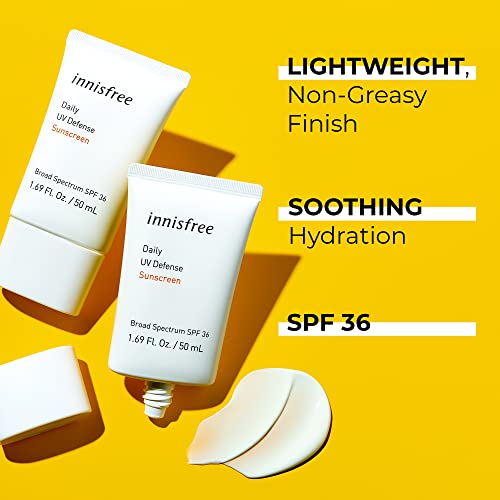 innisfree Daily UV Defense Sunscreen Broad Spectrum SPF 36 Face Lotion, 1.69 Fl Oz (Pack of 1)