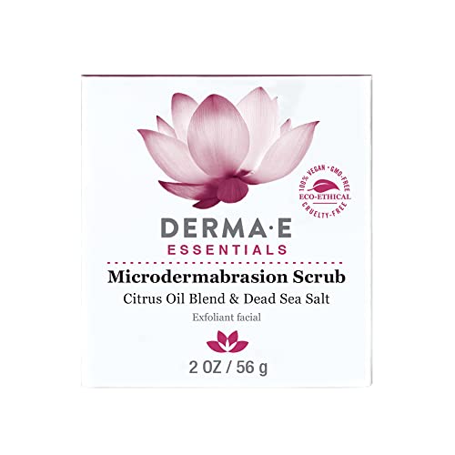 DERMA E Microdermabrasion Scrub with Dead Sea Salt & Citrus Essential Oils – Facial Exfoliating Scrub Smooths, Revitalizes and Renews – Ideal for Scars and Wrinkles, 2oz