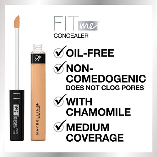 Maybelline Fit Me Liquid Concealer Makeup, Natural Coverage, Oil-Free, Medium, 1 Count