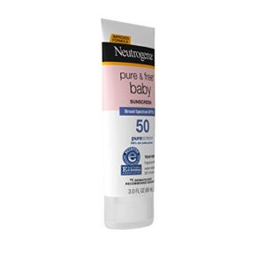 Neutrogena Pure & Free Baby Mineral Sunscreen Lotion with Broad Spectrum SPF 50 & Zinc Oxide, Water-Resistant, Hypoallergenic & Tear-Free Baby Sunscreen, 3 fl. oz, 3 pk