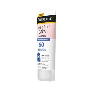 Neutrogena Pure & Free Baby Mineral Sunscreen Lotion with Broad Spectrum SPF 50 & Zinc Oxide, Water-Resistant, Hypoallergenic & Tear-Free Baby Sunscreen, 3 fl. oz, 3 pk