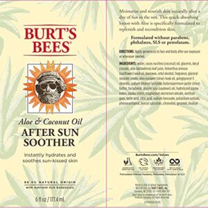 Burt's Bees Lotion, Hydrating Aloe & Coconut Oil Sun Burn Relief, Natural After Sun Soother, 6 Ounce (Packaging May Vary)