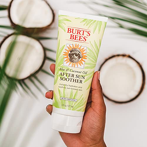 Burt's Bees Lotion, Hydrating Aloe & Coconut Oil Sun Burn Relief, Natural After Sun Soother, 6 Ounce (Packaging May Vary)