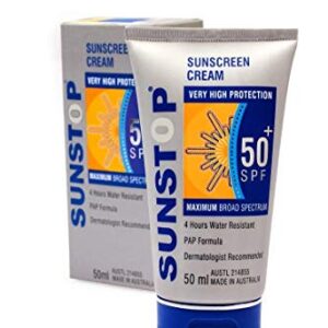 Sunstop Sunscreen Cream - Water and Sweat Resistant | Fast-Absorbing, Non-Greasy with Maximum Broad Spectrum SPF50+, 50ml