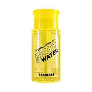 starface exfoliating night water, face exfoliator for acne-prone skin, made with ahas, bha, and pha, oil free, cruelty free, and vegan, 4.1oz