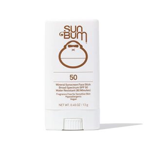 sun bum mineral spf 50 sunscreen face stick | vegan and reef friendly (octinoxate & oxybenzone free) broad spectrum natural sunscreen with uva/uvb protection | .45 oz