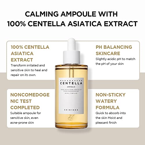 SKIN1004 Madagascar Centella Asiatica Ampoule Facial Serum 1.85 fl.oz(55ml) | 100% Centella Asiatica Extract | Soothes Acne Prone and Sensitive Skin