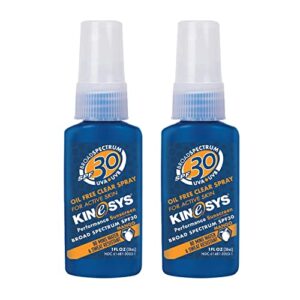 kinesys lightly mango scented clear spray sunscreen, spf 30, hypoallergenic, broad spectrum uva/uvb protection for face & body; alcohol, paba & oxybenzone free, vegan, 170+ sprays, 1 fl oz (pack of 2)
